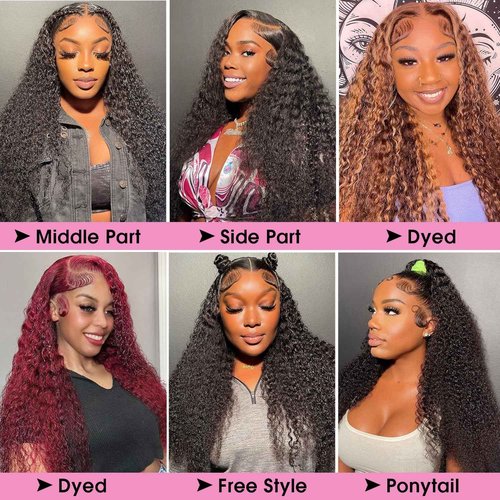 Ksflaae 13x6 Water Wave Lace Front Wigs Human Hair Pre Plucked 180% Density HD Transparent Lace Frontal Wigs Human Hair for women Glueless Wigs Curly Wigs Pre Plucked with Baby Hair 22 Inch