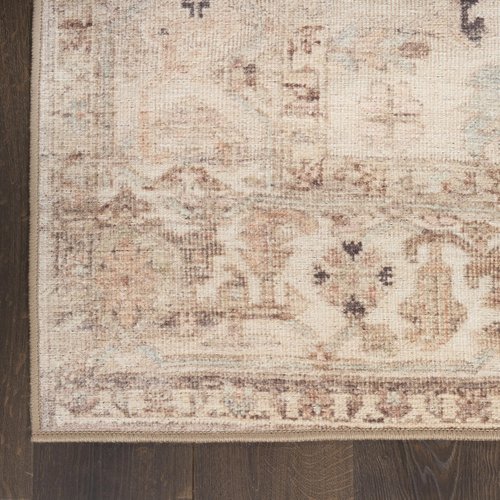 Nourison Home Vintage Washables Beige 4' x 6' Area Rug - Easy Clean, Non Shedding, Bed Room, Living Room, Dining Room, Kitchen (4' x 6')