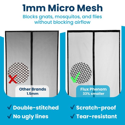 Flux Phenom Magnetic Screen Door - Bugs Out, Breeze in - 9min Install Auto-Sealing Heavy Duty Double Stitched Mesh, 52 Magnets, Hands Free Sliding & Patio Door Net, Pet & Kid Friendly, 38 x 82 Inches