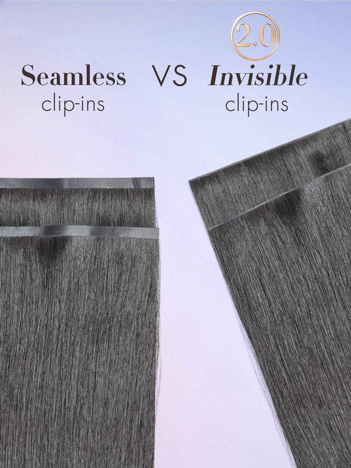 LUVME Invisible Clip in Hair Extensions Body Wave Real Human Hair, Remy Human Hair Extensions Clip ins for Women, Natural Human Hair, 14 inch 110g 6Pcs, Natural Black