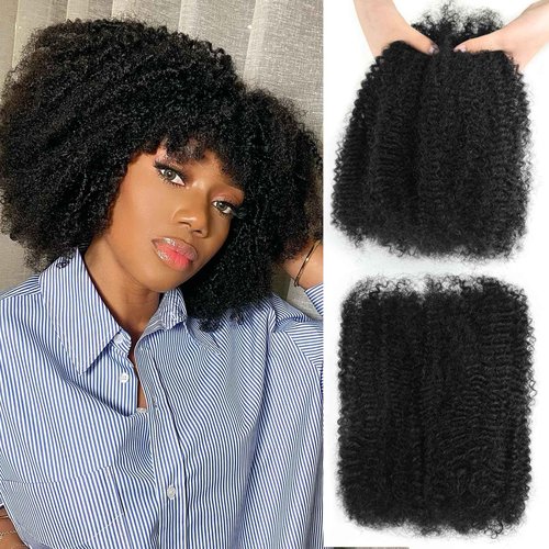 poetically 14 Inch Afro Kinkys Bulk Human Hair Natural Black Afro Kinky-Curly Human Hair Bulk for Twist/Dreadlock Extensions/Repair Locs/Braids 50g Mini Twist Braiding Hair
