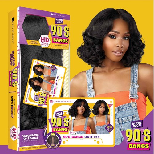 Sensationnel Butta Lace 90Sbangs Wigs - Unit 914 Glueless Wide Deep Part Synthetic Preplucked Hairline (BALAYAGEGOLD)
