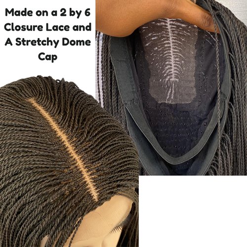 SIREZDOEL 28 Inches Micro Twist Wigs for black women on 2 by 6 Closure braided lace front wig Natural Black Color 2