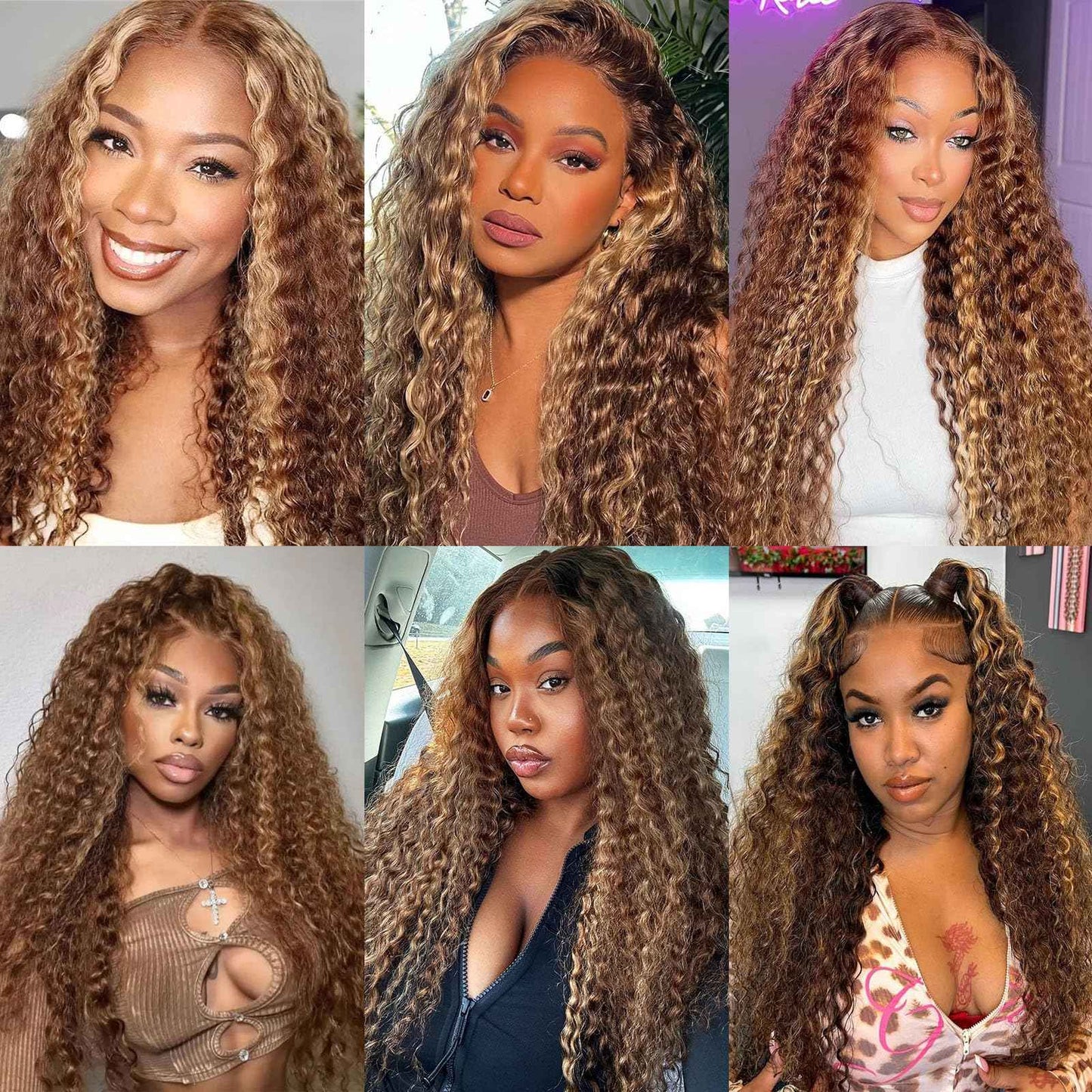 200 Density Honey Blonde Wig Human Hair 13x6 Deep Wave HD Transparent Lace Front Wigs Human Hair Pre Plucked 4/27 Highlight Ombre Jerry Curly Wet And Wavy 100% Human Hair Wigs For Black Women 28 inch