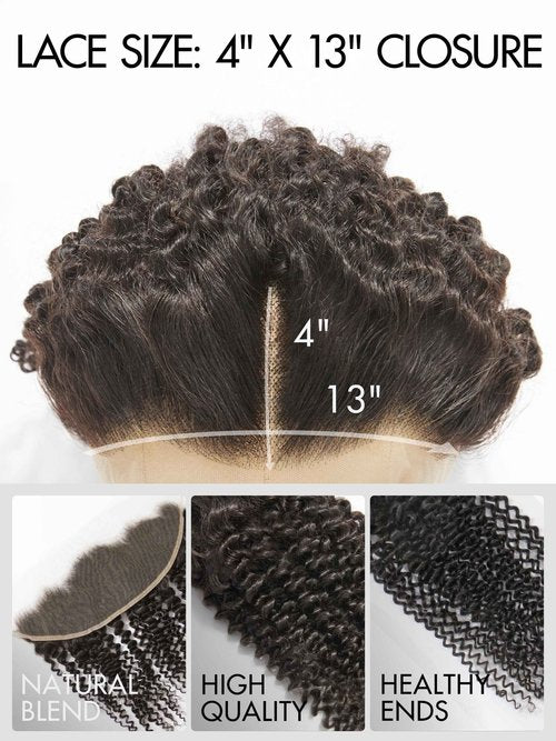 LUVME 13x4 HD Lace Frontal Closure 20 Inch Kinky Curly Human Hair - 100% Unprocessed Brazilian Virgin Hair Lace Frontal Only 14 Inch