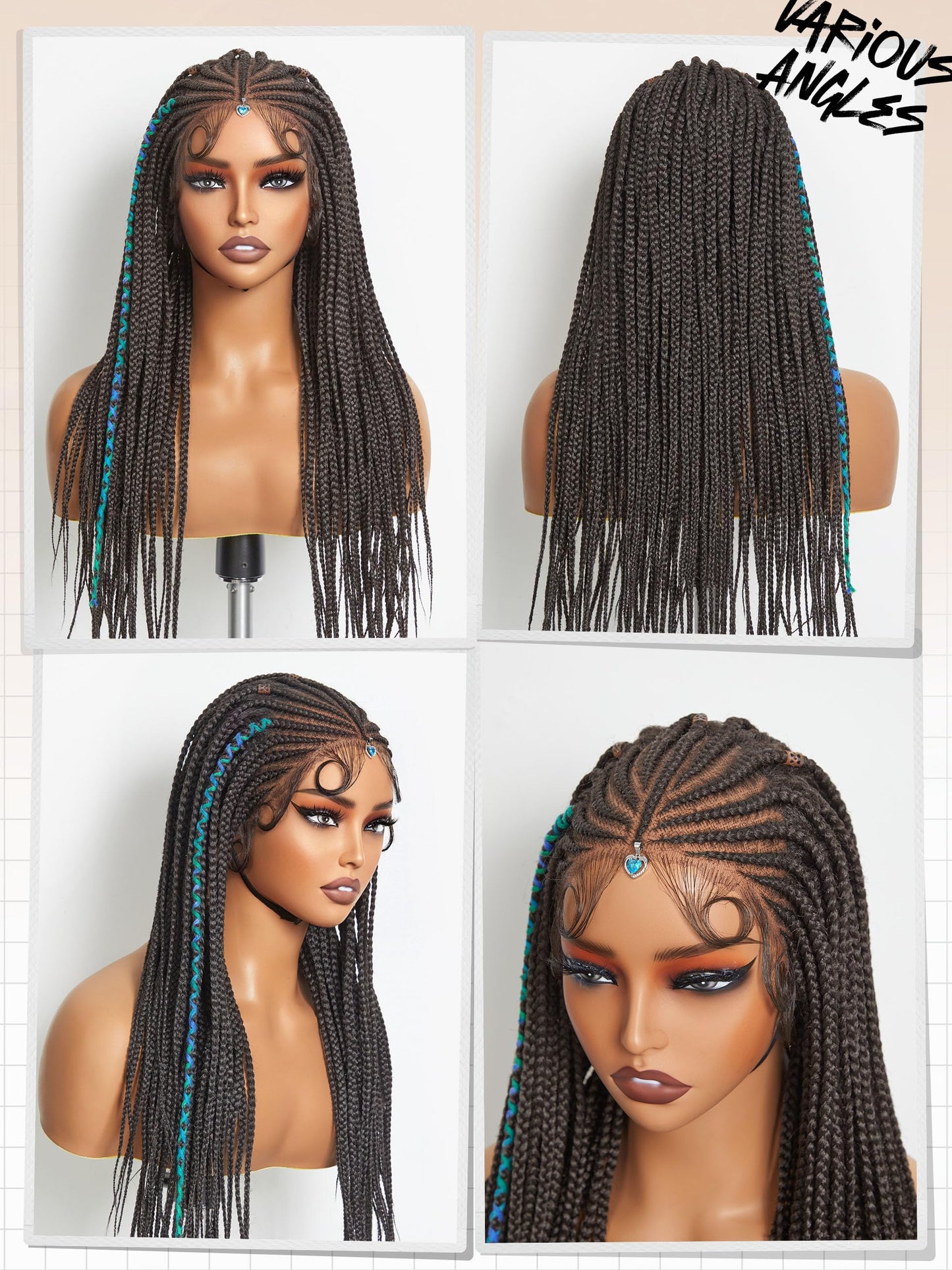 GORGIUS Braided Lace Front Wigs Pre Plucked Knotless Box Braid Wig with Baby Hair Pre Braided Glueless Synthetic Cornrown Wig For Women