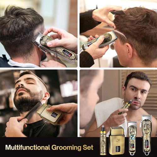 INTRO WILD Professional Hair Clippers for Men Clippers and Trimmers Set, Cordless Hair Clippers, Haircutting Machine with Led Display for Barber Mens Grooming Kit