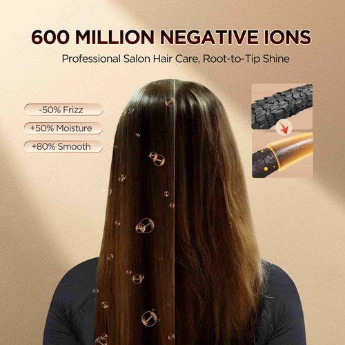 O.H.B 5 in 1 Air Wrap Hair Styler - High-Speed Hair Dryer Brush, Hot Air Styler with Fast Drying, No Heat Damage & Ionic Multi-Styler Dryer Brush for Volumize, Curl, Straighten, Frizz-Free, Black Gold