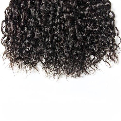 Czrleaty Brazilian Water Wave with Lace Closure - Wet and Wavy Hair, Deep Curly Human Hair 5 Bundles (50g/bundle) with 4x4 Lace Closure (16/16/16/16/16+16")