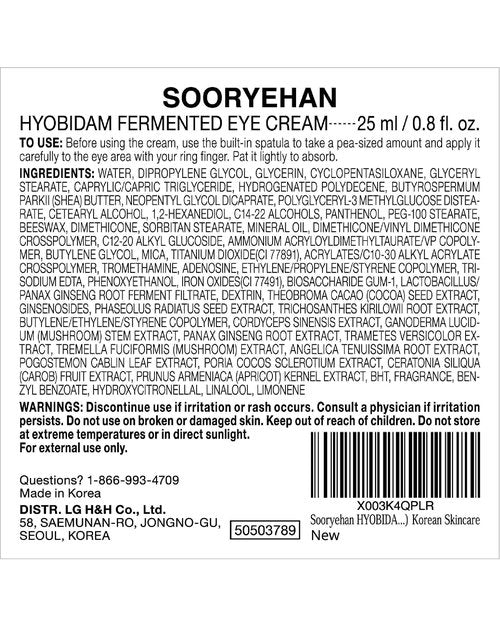 Sooryehan Hyobidam Fermented Eye Cream (0.84 fl oz) - Korean Skincare, Luxury Premium High-end Cream by LG Beauty. Intensive Skin Care.