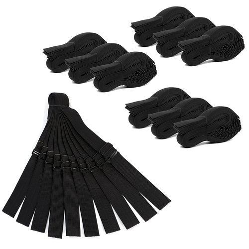 JIUSERLU Adjustable Elastic Bands Straps For Wigs (Black/100pcs)
