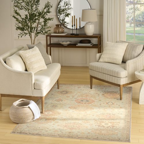 Nourison Home Vintage Washables Sage Multicolor 4' x 6' Area Rug - Easy Clean, Non Shedding, Bed Room, Living Room, Dining Room, Kitchen (4' x 6')