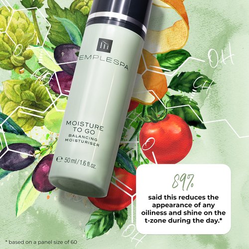 TEMPLESPA | MOISTURE TO GO | Balancing Moisturizer for Combination Skin, Vitamins, Absorbs Excess Oil, Rehydrates Dry Patches, Natural Ingredients, Cruelty-Free, Vegetarian, 1.6 fl.oz.