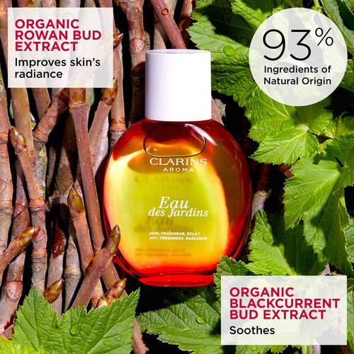 CLARINS Eau des Jardins Fragrance | Hydrates, Soothes and Perfumes Skin | Gentle and Non-Photosensitizing Formula | All Skin Types | 3.3 Fluid Ounces
