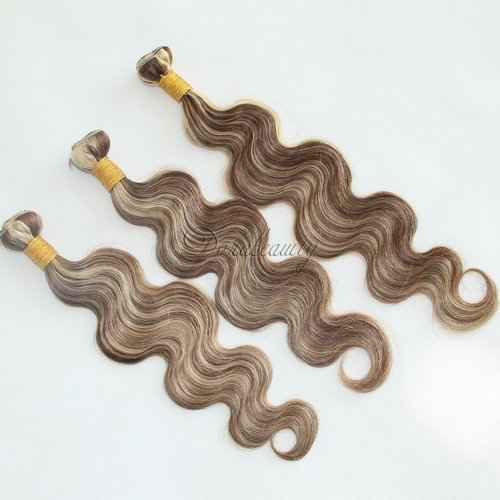 8A Highlight Blonde Human Hair 3 Bundles P4/613 Two Tone Brown Mixed Ombre Body Wave Brazilian Virgin Human Hair 10 12 14 inch