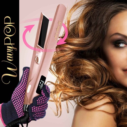 2 in 1 Professional Dual-Voltage Titanium Flat Iron Hair Straightener | up to 480°F | 10s Heat-Up | Straightening Iron & Hair Curling Wand 1.25" with Ceramic MCH Fast Heat, Auto Shut Off
