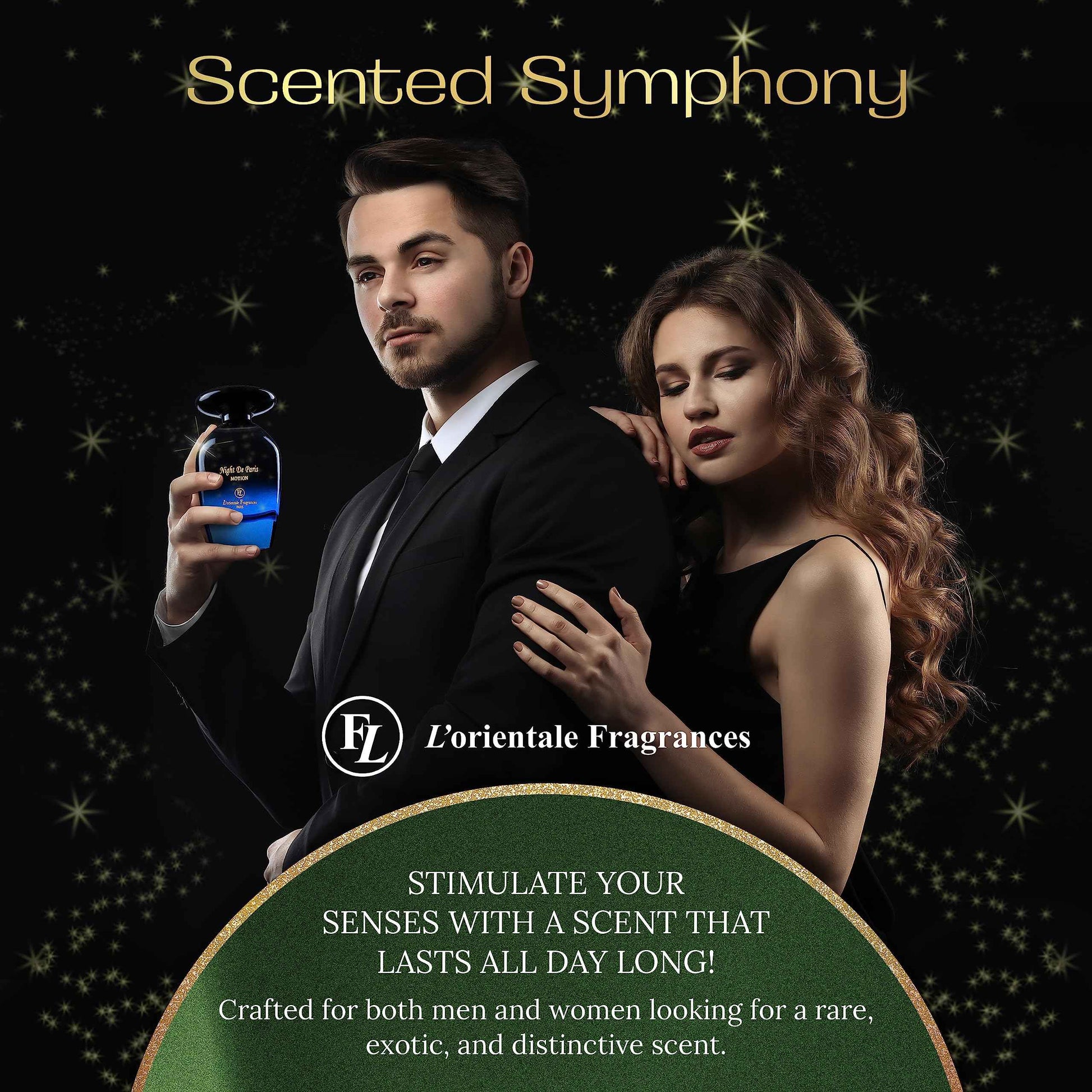 L'Orientale Fragrances Night De Paris in Motion 100ml / 3.3oz - Oil-Based Perfumes for Women & Men, Unisex Amber Vanilla Eau de Parfum w/Bergamot - Long-Lasting Up to 24 Hours, Ideal for All Seasons