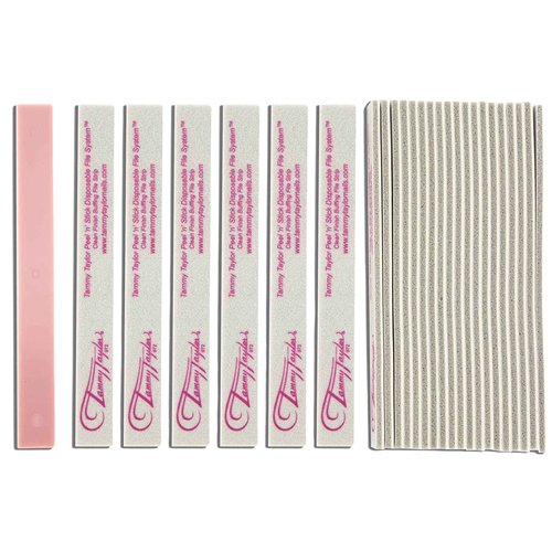 Tammy Taylor Peel ‘N’ Stick Clean Finish Buffer, Natural Nail Buffing File for Fingernails and Toenails, Sanitary, Replaceable, Durable Cloth Material (25 Pack)