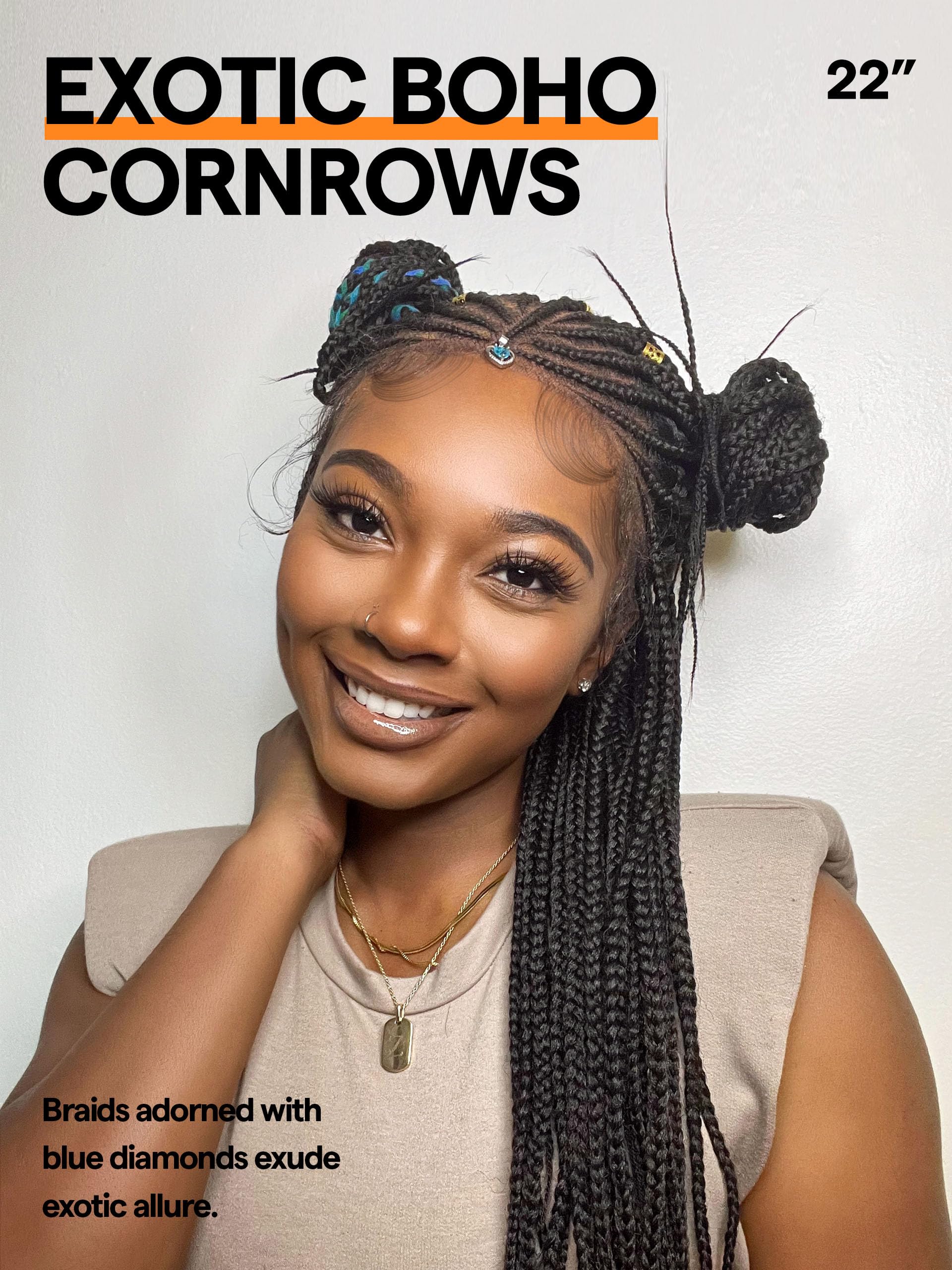 GORGIUS Braided Lace Front Wigs Pre Plucked Knotless Box Braid Wig with Baby Hair Pre Braided Glueless Synthetic Cornrown Wig For Women