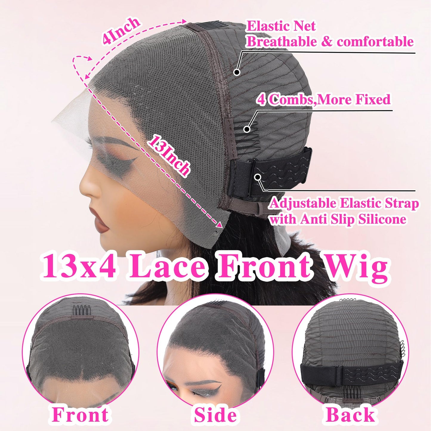 Oftsod 13x4 Lace Front Wigs Human Hair Pre Plucked 26 Inch Body Wave HD Lace Front Wigs Human Hair Natural Color 180% Density Glueless Wig 100% Virgin Human Hair with Baby Hair for Women