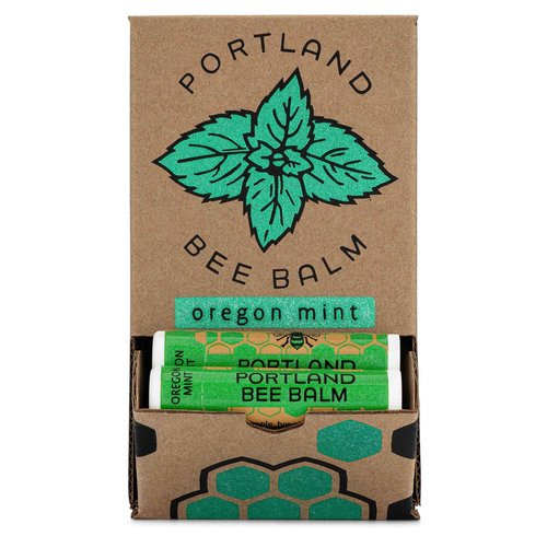 Portland Bee Balm All Natural Handmade Beeswax Based Lip Balm, Oregon Mint 24 Count