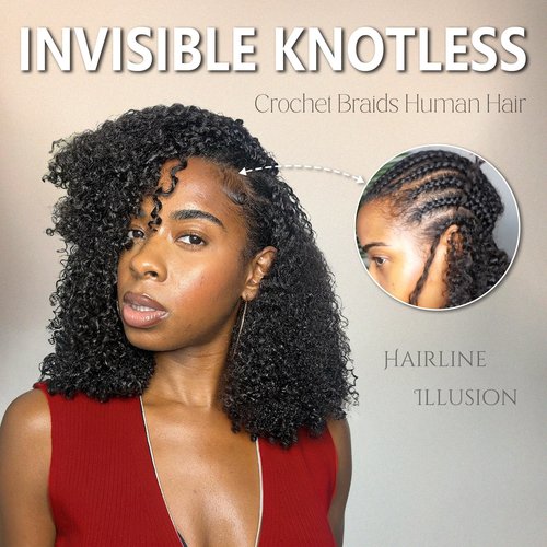 Afro Kinky Curly Human Crochet Hair Extensions Pre-Sparated Multi-Textured Kinky Curly Feather Crochet Human Twist Braiding Hair For Black Women (60 Gram, 18 Inch)