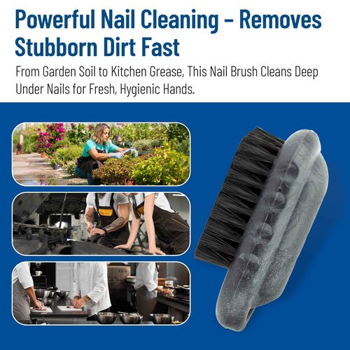 SPARTA Nail Scrub Brush Commercial-Grade, Heavy-Duty Hand and Fingernail Brush with Stiff Bristles for Gardeners, Mechanics, And Foodservice Personnel, Plastic, 5 Inches, Black, (Pack of 12)