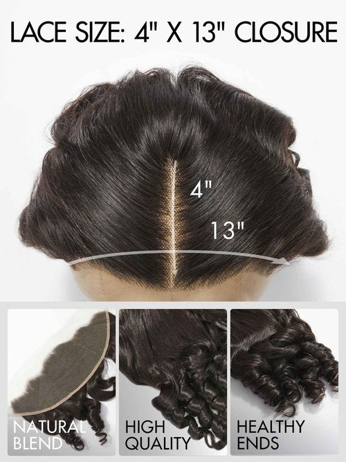 LUVME Loose Wave Ear To Ear 13x4 HD Lace Frontal Closure 100% Unprocessed Brazilian Virgin Human Hair Lace Frontal Closure 150% Density Natural Black 12 Inch