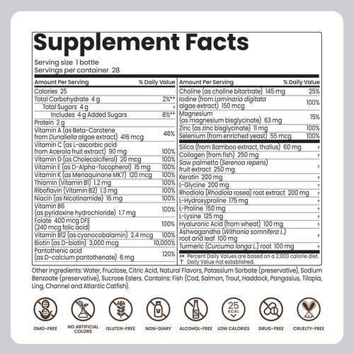 AETHERN Liquid Hair Growth Supplement with Biotin. Ready-to-Drink. Clinically Proven for Stronger and Shinier Hair, Less Shedding, + Scalp Coverage. Anti-Hair Loss. 28 Servings Ultimate Hair Booster