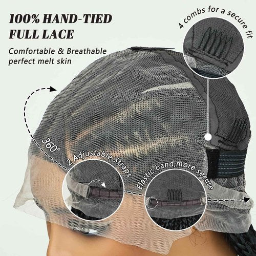 FABÉLLE 30 Inch Braided Wig Non Embroidered Full Lace Knotless Box Braided Wigs 3 Tones T1B/30/613 Long Braiding Hair Wigs Synthetic Lace Front Wigs for Women