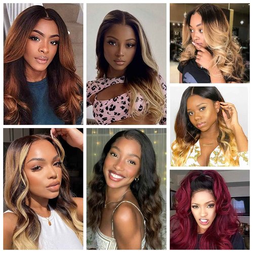 Lovenea Ombre Brazilian Virgin Hair Body Wave Human Hair Bundles 16+18+20 inch 3 Bundles 100% Virgin Hair Bundles 2 Tone Black to Burgundy Human Hair Weave (16 18 20, T99J#)