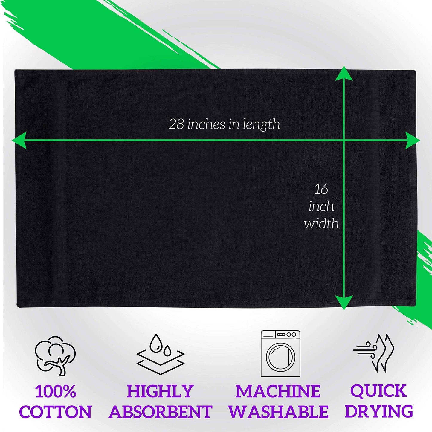 GREEN LIFESTYLE Black Bleach Proof Towels Bulk Sets 100% Cotton 16' X 25' Premium Spa Quality, Super Soft and Absorbent for Gym, Pool, Spa, Salon and Home 24 Pack