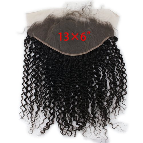 Dreambeauty 13×6" Lace Frontal Closure Jerry Curl Brazilian Virgin Human Hair Free Part Ear to Ear Full Lace Frontal Bleached Knots with Baby Hair Natural Color (16 inch)