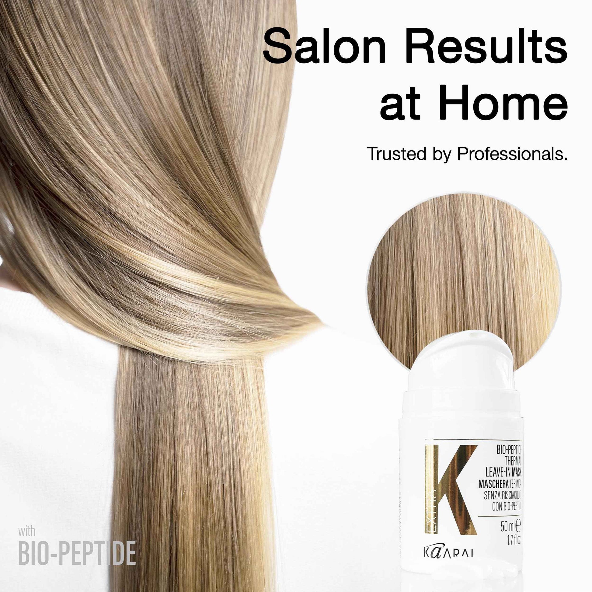 Kaaral Bio-Peptide Thermal Leave-In Hair Mask - Intensive Moisture & Heat Protection for Dry Damaged Hair - Strengthening Hydrating Repair with Collagen & Restores Shine - 50ml
