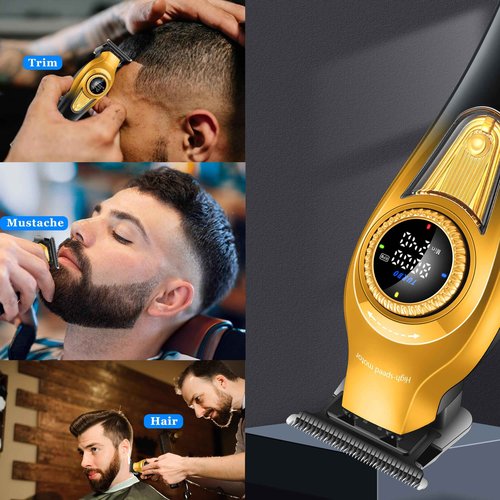 KEMEI Professional Hair Clippers for Men, Cordless Barber Clippers with LED Display and Charging Base, T-Blade Hair Trimmer, KM-2242, KM-1677