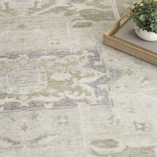 Nourison Home Vintage Washables Green 5'3" x 7'3" Area Rug - Easy Clean, Non Shedding, Bed Room, Living Room, Dining Room, Kitchen (5' x 7')