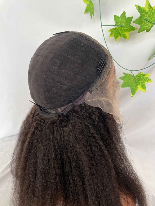 Dreambeauty 250% High Density Kinky Straight Lace Front Human Hair Wigs Brazilian Human Hair Lace Front Wig with Baby Hair for Women Natural Color (18 inch)