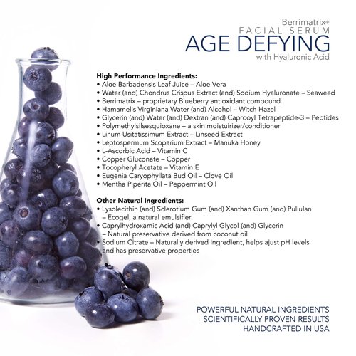 Airelle Age-Defying Facial Serum | Anti-Aging, Helps Reduce Wrinkles, Fine Lines, Crows Feet | Dermatologist Recommended | Hyaluronic Acid, Berrimatrix | Natural Ingredients | .85 Fl Oz