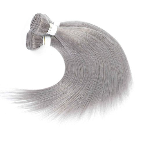 Brazilian Straight Grey Hair Bundle 18inch 100% Silver Human Hair Weave Bundles Sew In Remy Human Hair Weft Extension For Women