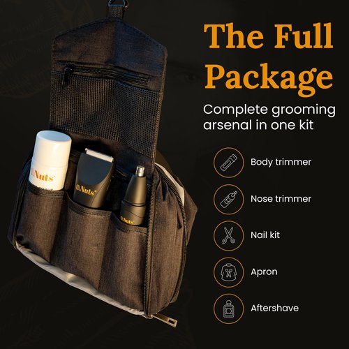 My Nuts Grooming Kit with Ball Trimmer, Skin-Safe Ball Trimmer Men, Precision Ball Shavers for Men with Travel Case, Waterproof, Powerful & Portable