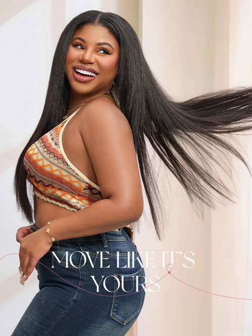 LUVME HAIR Half Wig Yaki Straight Flexi-Fit Invisi 3 in 1 Wigs Flip Drawstring Wig 200% Density Glueless Wigs 100% Human Hair Natural Black Ready to Go Headband Wig for Women 16 Inches
