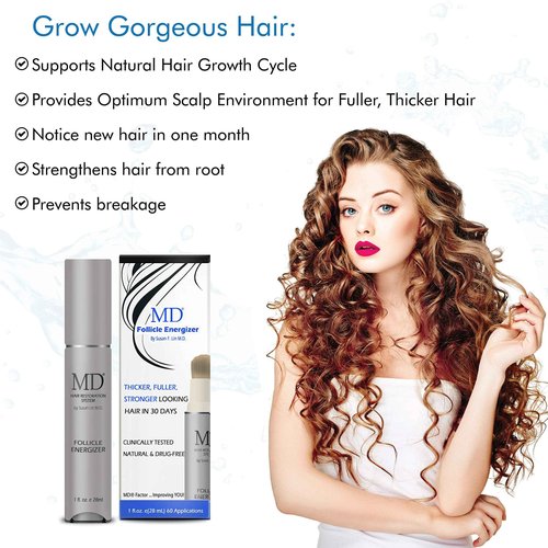 MD suero natural para el crecimiento del cabello | Follicle Energizer Serum: evita el adelgazamiento del cabello y la pérdida de cabello al estimular los folículos capilares para producir un ca
