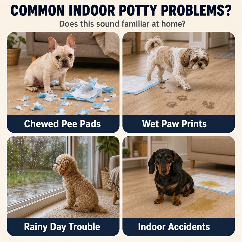 Indoor Dog Potty Tray with Removable Mesh Grid Leak-Proof Puppy Training Toilet