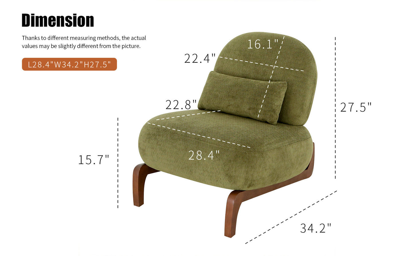Green Velvet Accent Chair with Solid Wood Legs - Cozy Design
