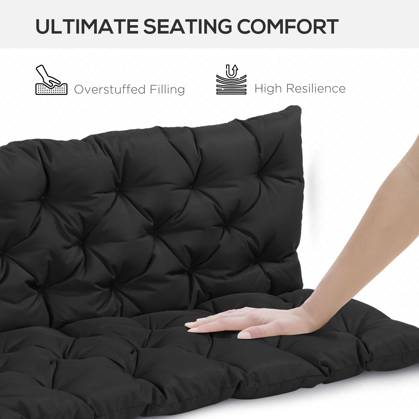 59" x 38" Outdoor Bench Cushion for 3-Seater Furniture - Black