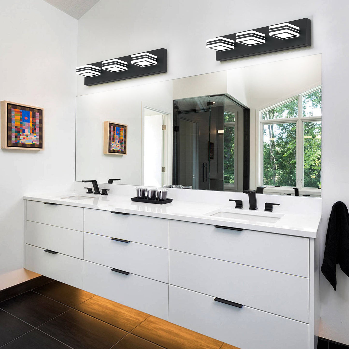 Matte Black LED Vanity Light Fixtures 3-Light Wall Sconce for Bathroom