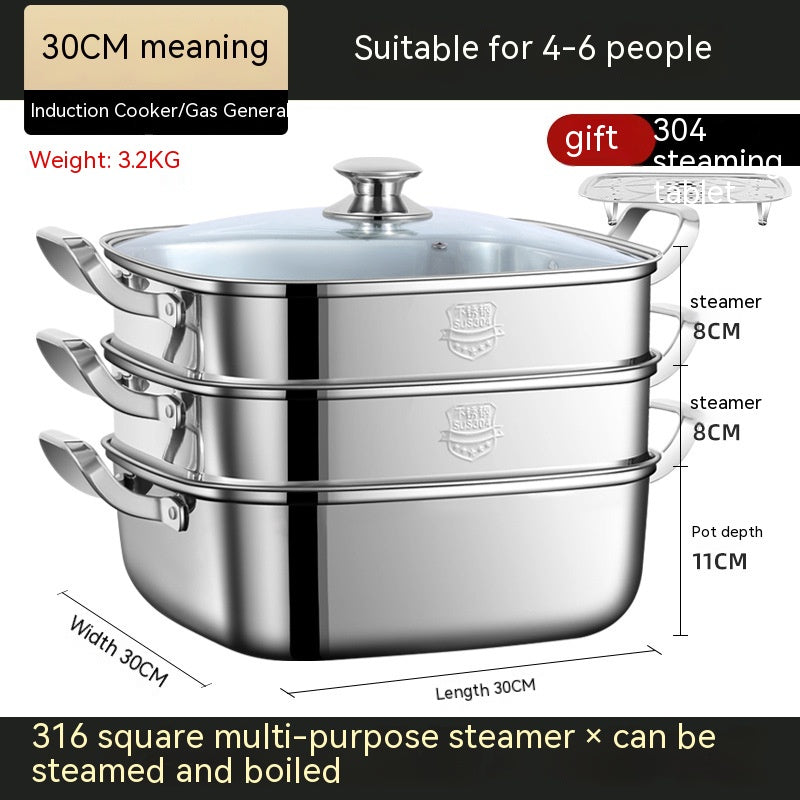 Multi-Function Square Steamer - Kitchen Storage & Food Steamer