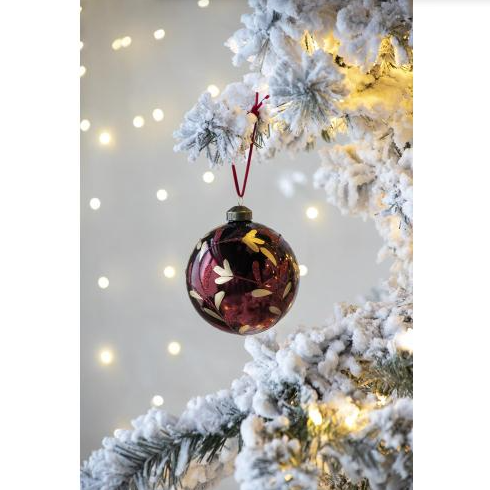 D3.9" Red Glass Christmas Ball Ornaments - Set of 6
