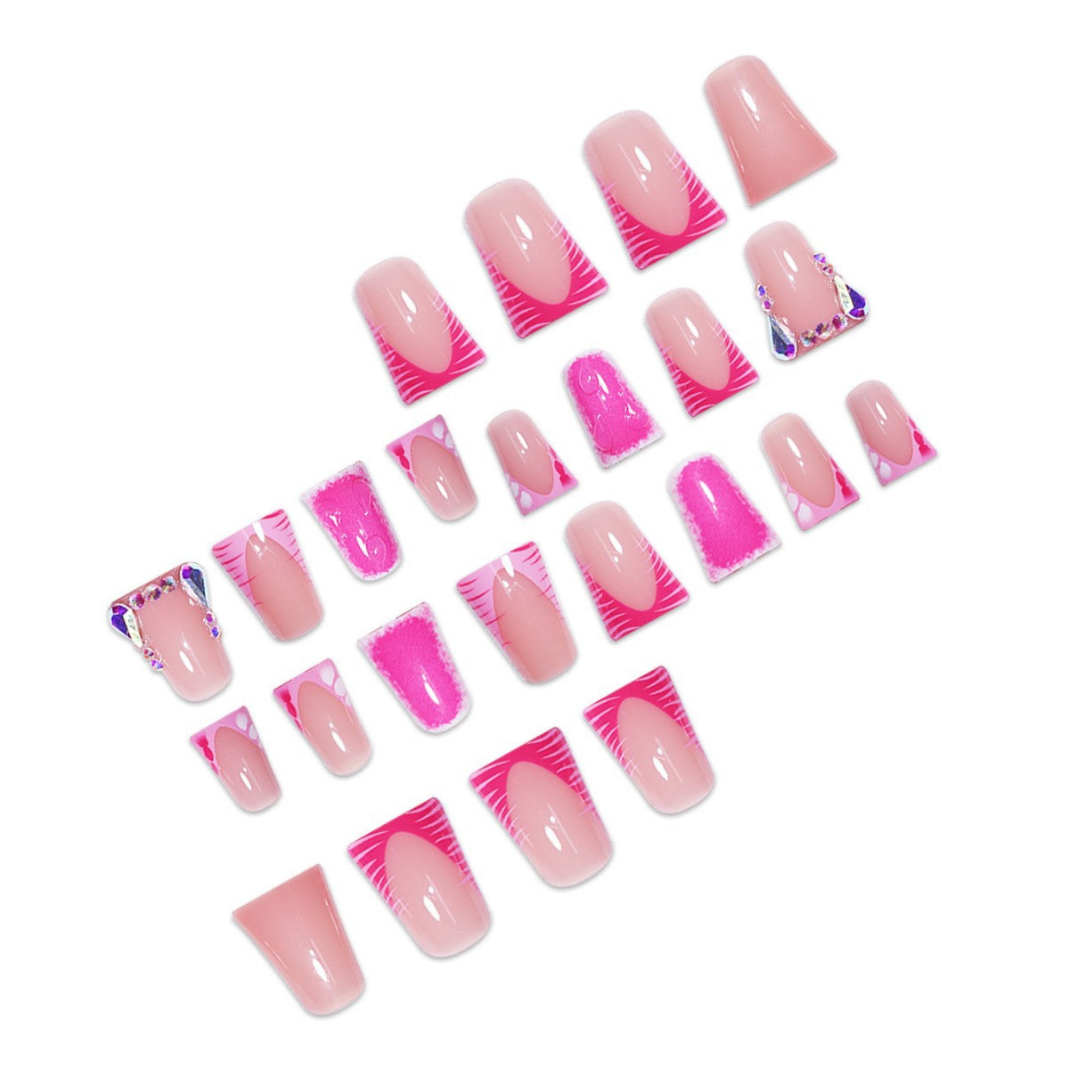 Smoky Sweet Rhinestone Leopard Press-On Nails for Women - French Glam Style