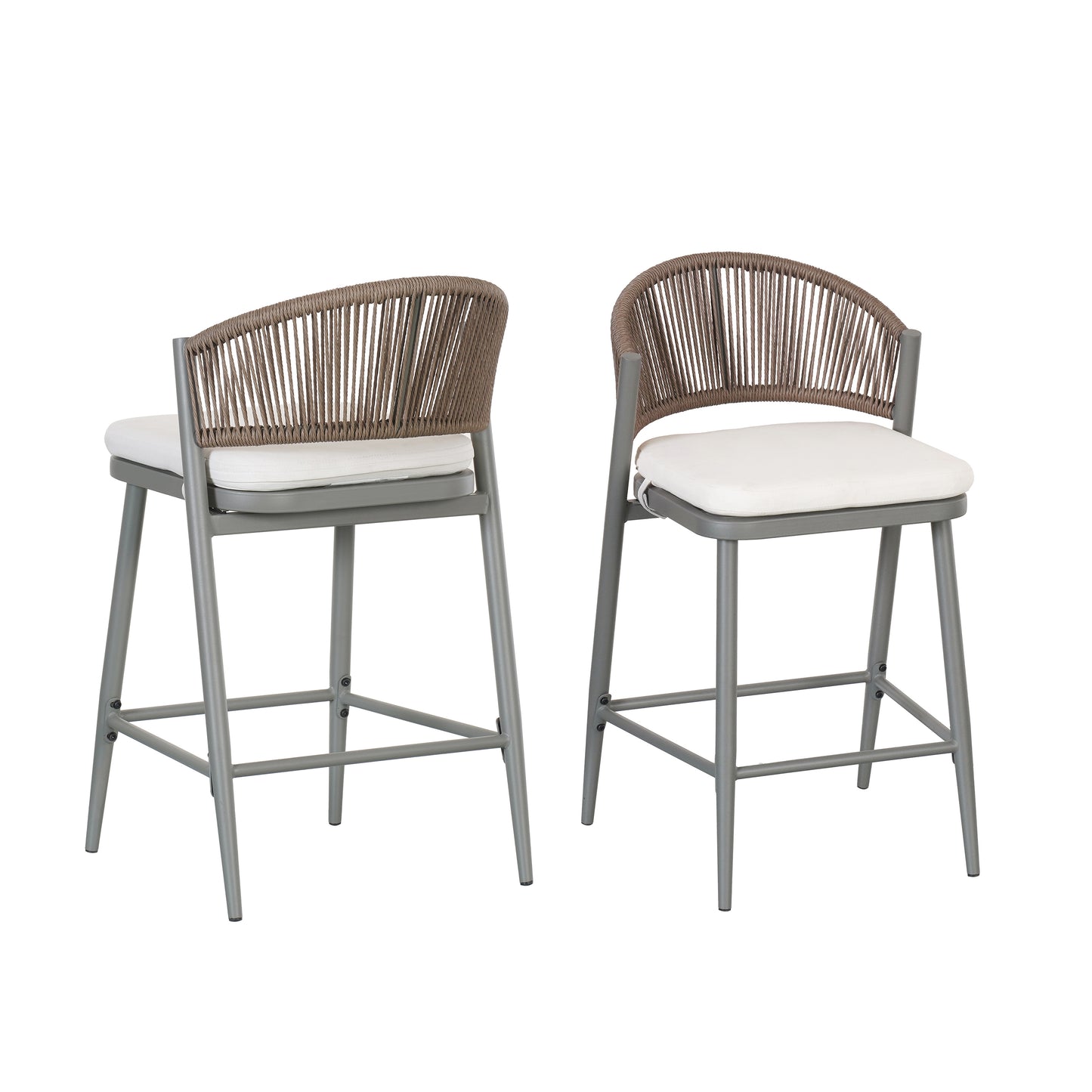 Outdoor 26 Seat Height Metal Frame Counter Stools With PE Rattan